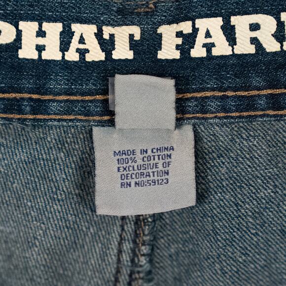 Y2K Phat Farm Denim Jean Shorts Mens SZ 36 Skater Hip Hop Jorts Streetwear Baggy - Picture 9 of 11